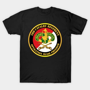 3rd Cavalry Regiment DUI - Red White - Operation Iraqi Freedom T-Shirt